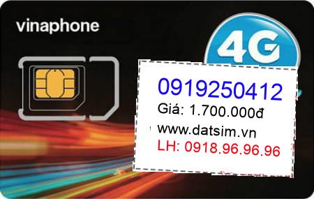 sim điện thoại 0919250412